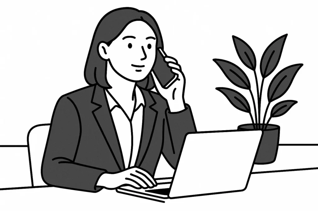 電話をかける女性市議
